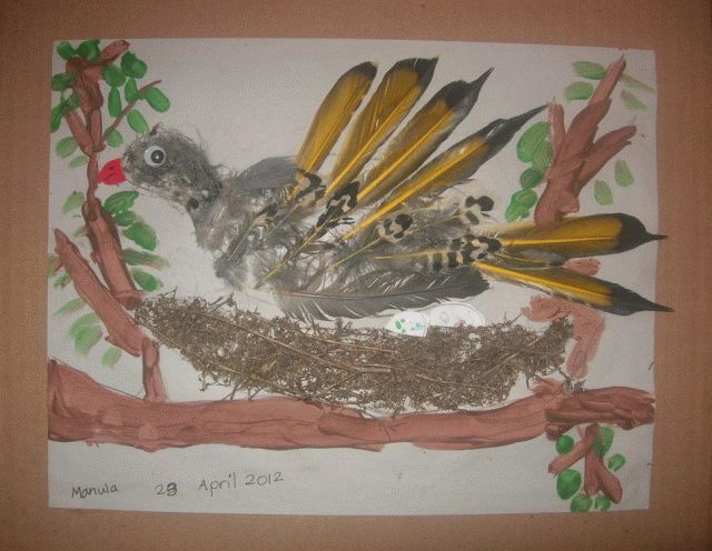 Painting titled "Bird in the Nest" by Manula Hewamanage, Original Artwork