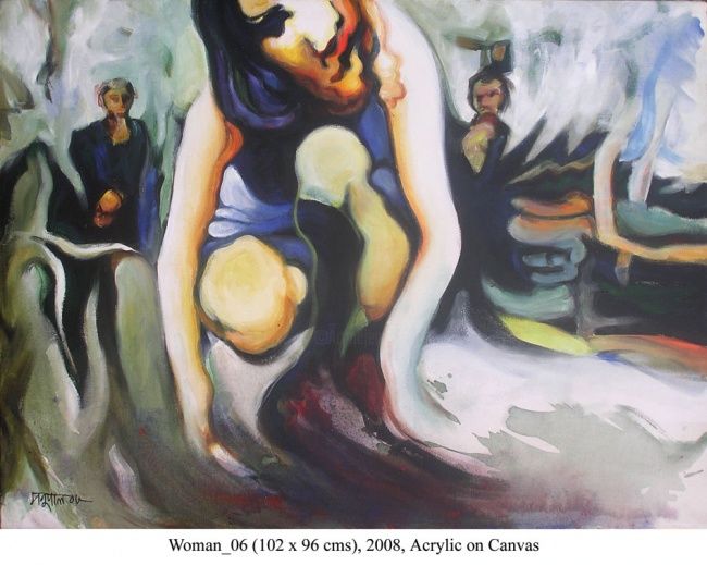 Peinture intitulée "Woman 06" par Manu Pal, Œuvre d'art originale