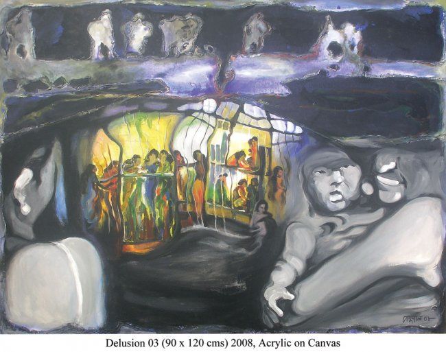 Peinture intitulée "Delusion 03" par Manu Pal, Œuvre d'art originale
