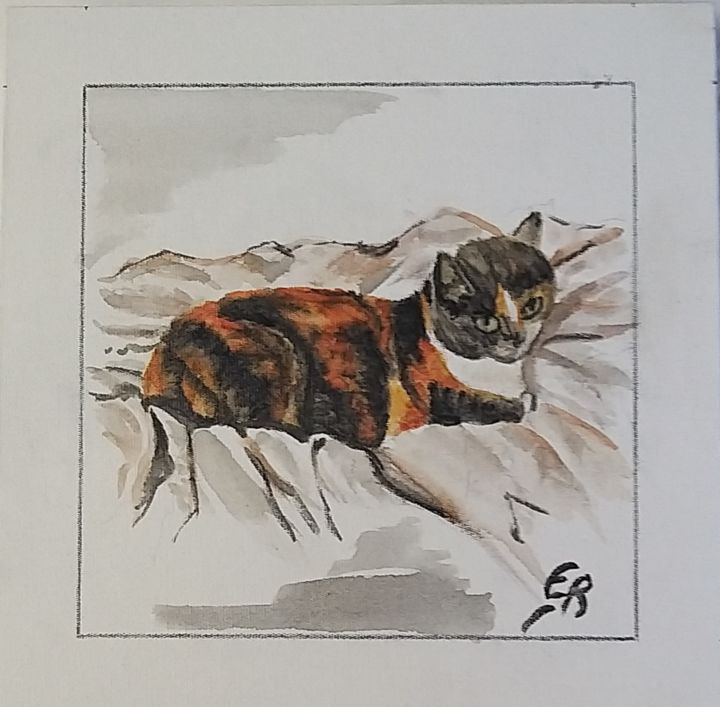 Painting titled "MINNETTE" by Chien De Talus, Original Artwork, Watercolor