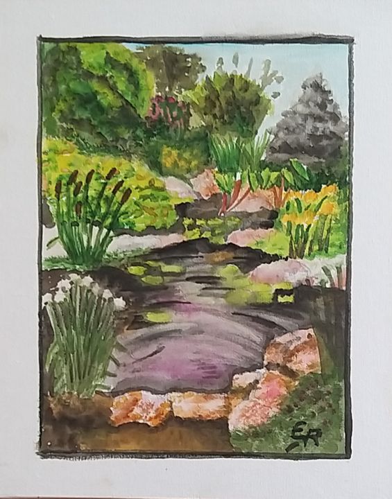 Painting titled "Zen" by Chien De Talus, Original Artwork, Watercolor