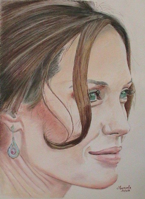 Drawing titled "Angélina Jolie" by Manvale, Original Artwork