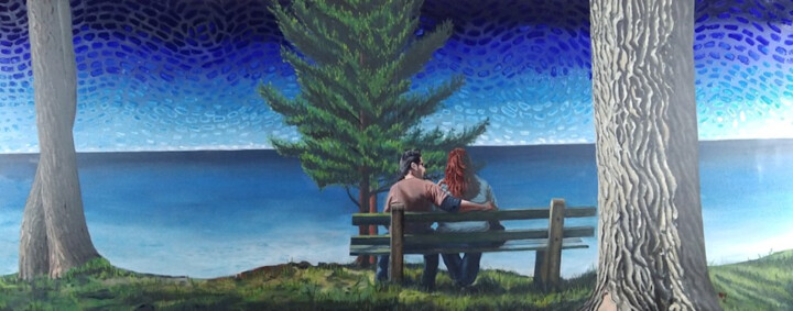 Painting titled "Herb and Lissa" by Michael E. Voss, Original Artwork, Oil Mounted on Wood Stretcher frame
