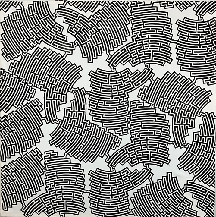 Gravures & estampes intitulée "Labyrinth #8" par Michael E. Voss, Œuvre d'art originale, Linogravures