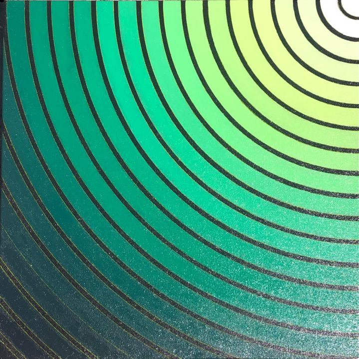 Peinture intitulée "Fractional Green Ri…" par Many Novo, Œuvre d'art originale, Huile