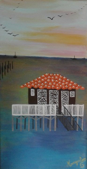 Painting titled "cabane.jpg" by Manyvaloo, Original Artwork, Acrylic