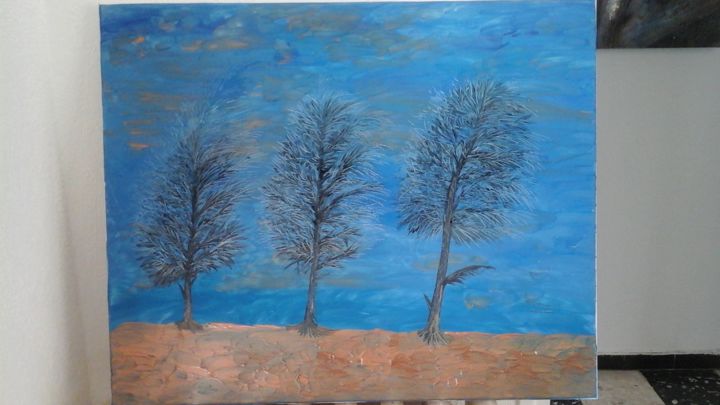Malerei mit dem Titel "Les arbres dans la…" von Florence Castelli  Flofloyd, Original-Kunstwerk