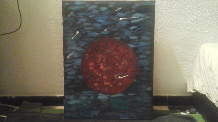 Painting titled "L'une rouge" by Florence Castelli  Flofloyd, Original Artwork