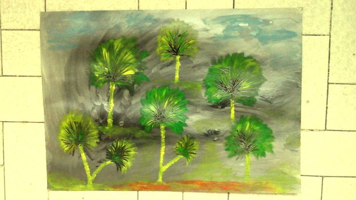 Pintura intitulada "Peinture d arbres s…" por Florence Castelli  Flofloyd, Obras de arte originais, Guache