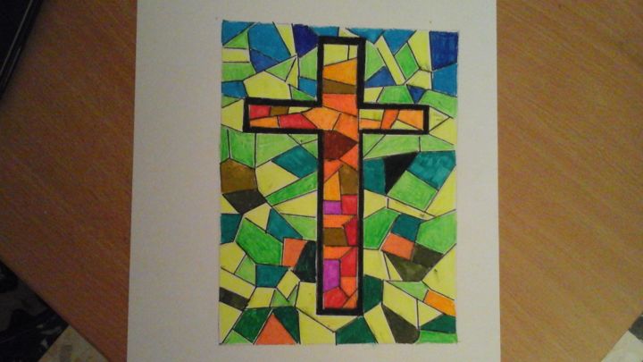 Dessin intitulée "Dessin de croix" par Florence Castelli  Flofloyd, Œuvre d'art originale, Marqueur