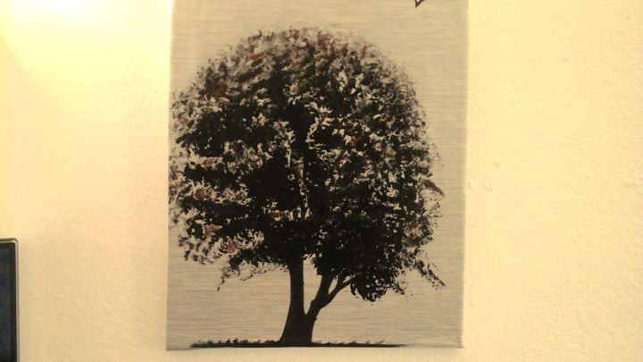 Painting titled "Tableau d un arbre…" by Florence Castelli  Flofloyd, Original Artwork, Acrylic