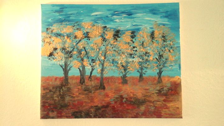 Peinture intitulée "Tableau d arbres à…" par Florence Castelli  Flofloyd, Œuvre d'art originale, Acrylique
