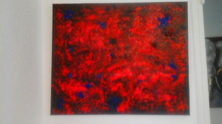 Painting titled "Tableau en rouge et…" by Florence Castelli  Flofloyd, Original Artwork, Acrylic