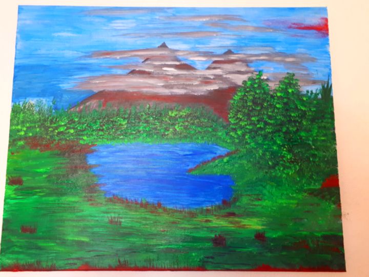 Malerei mit dem Titel "Un paysage version…" von Florence Castelli  Flofloyd, Original-Kunstwerk, Acryl