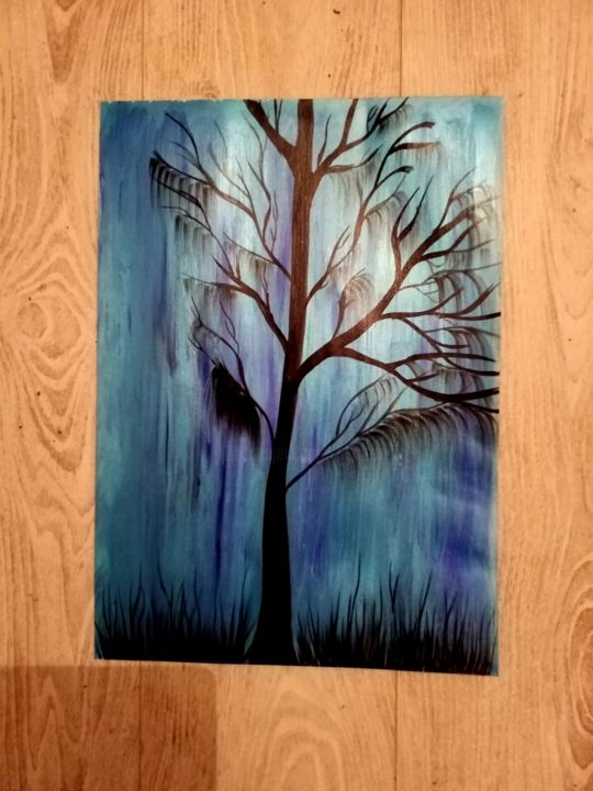 Картина под названием "Un arbre en peintur…" - Florence Castelli  Flofloyd, Подлинное произведение искусства, Акрил