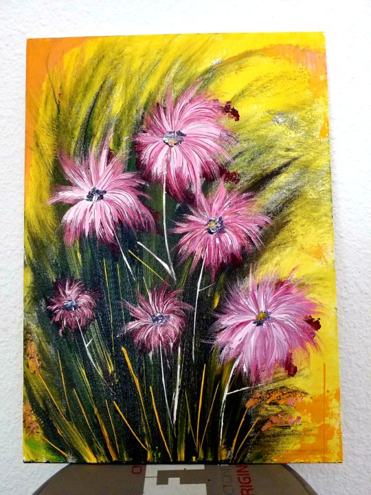 Painting titled "Mon bouquet de fleu…" by Florence Castelli  Flofloyd, Original Artwork, Acrylic