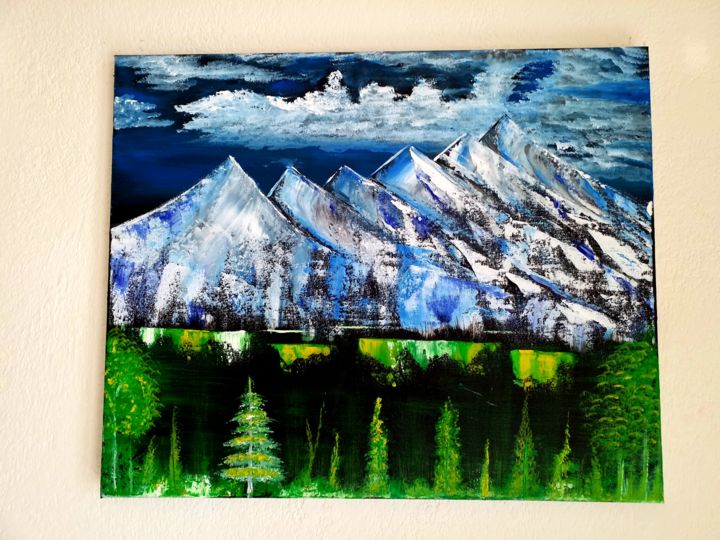 Peinture intitulée "Paysage de montagne" par Florence Castelli  Flofloyd, Œuvre d'art originale, Acrylique