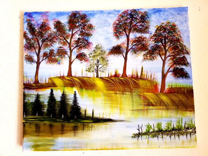 Malerei mit dem Titel "Ma nouvelle forêt" von Florence Castelli  Flofloyd, Original-Kunstwerk, Acryl