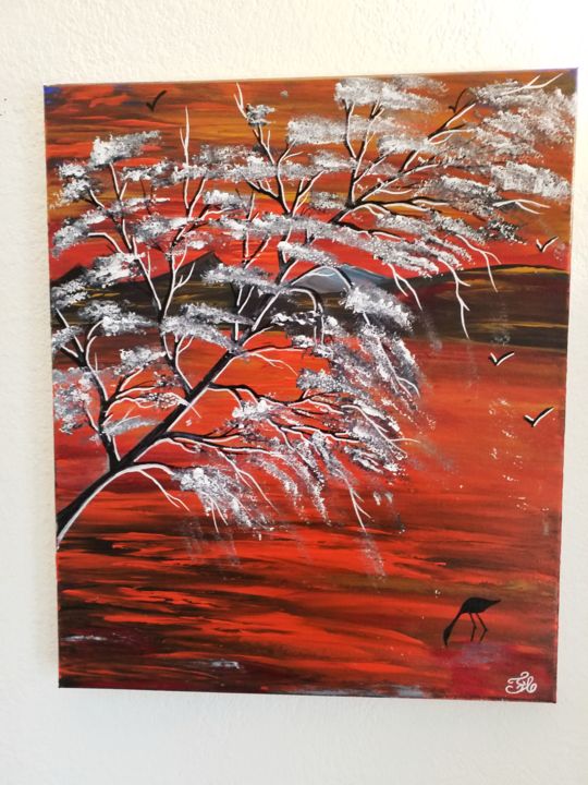 Painting titled "Un arbre tout simpl…" by Florence Castelli  Flofloyd, Original Artwork, Acrylic