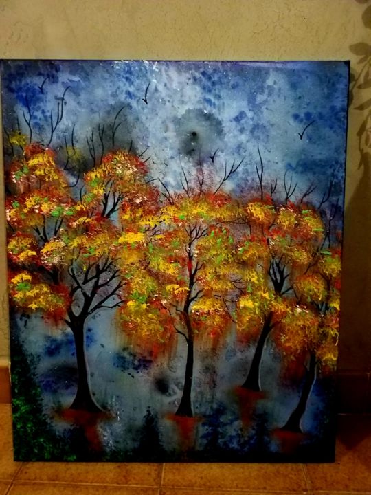 Painting titled "Bel automne" by Florence Castelli  Flofloyd, Original Artwork, Acrylic