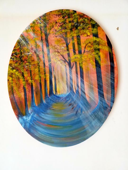 Peinture intitulée "La forêt au petit m…" par Florence Castelli  Flofloyd, Œuvre d'art originale, Acrylique