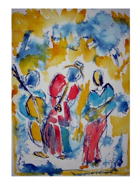 Painting titled "MUSIC THE BAND" by Mapie, Original Artwork