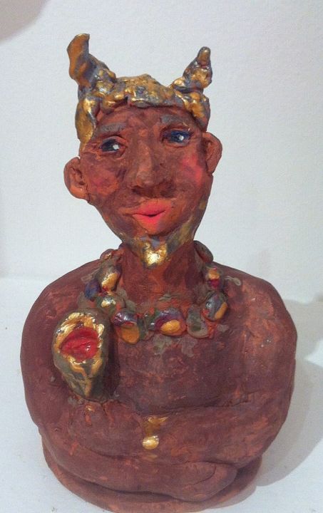 Sculpture titled "Little devil /Bacch…" by Mapie, Original Artwork, Ceramics
