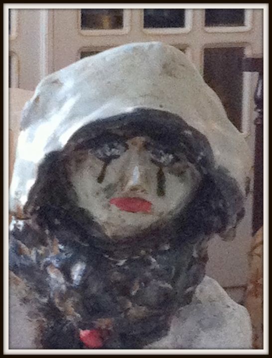 Sculpture intitulée "Pierrot" par Mapie, Œuvre d'art originale, Céramique
