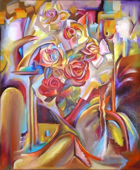 Painting titled "Roses" by Mia, Original Artwork, Oil