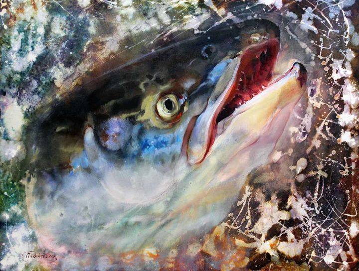 Painting titled "salmon.jpg" by Miguel Angel Quintana, Original Artwork, Other