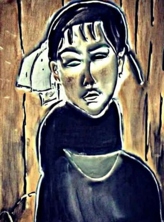 Pittura intitolato "Modigliani omaggio" da Pasquale Testa, Opera d'arte originale