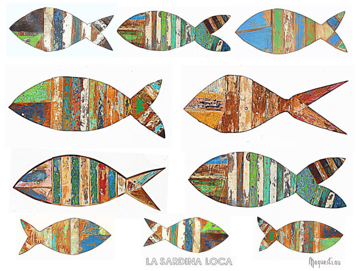 Digital Arts titled "Sardinas locas" by André Maquestiau, Original Artwork, Photo Montage