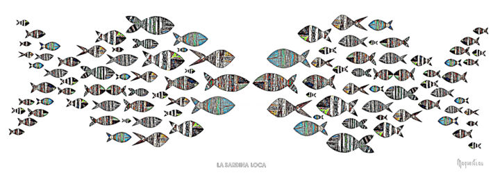 Arte digital titulada "Sardinas Locas III" por André Maquestiau, Obra de arte original, Foto-montaje