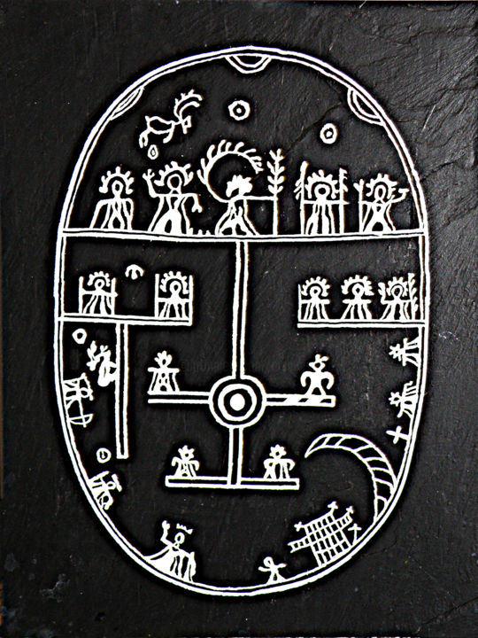 Dessin intitulée "Runes Peuple Sami -…" par André Maquestiau, Œuvre d'art originale, Marqueur