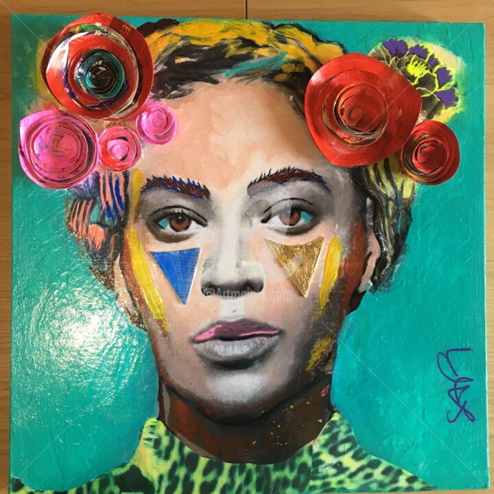 Pittura intitolato "BEYONCE as Frida KA…" da Mar.S, Opera d'arte originale, Acrilico