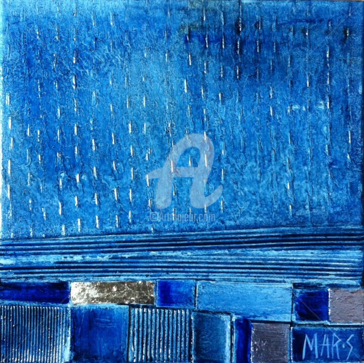 Peinture intitulée "BLUE RAIN AND SEA #1" par Mar.S, Œuvre d'art originale, Autre