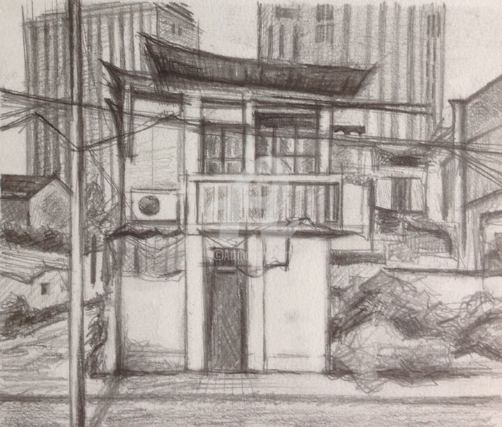 Drawing titled "NAIL HOUSE" by Mar.S, Original Artwork, Pencil