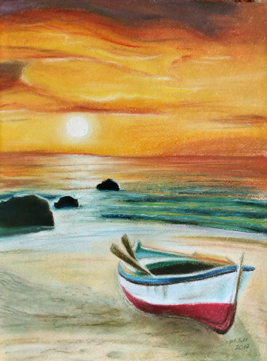 "Boat ashore" başlıklı Tablo Mariam Mary-Ellen tarafından, Orijinal sanat, Pastel
