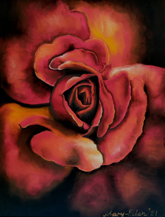 Картина под названием "Sensual rose" - Mariam Mary-Ellen, Подлинное произведение искусства, Пастель