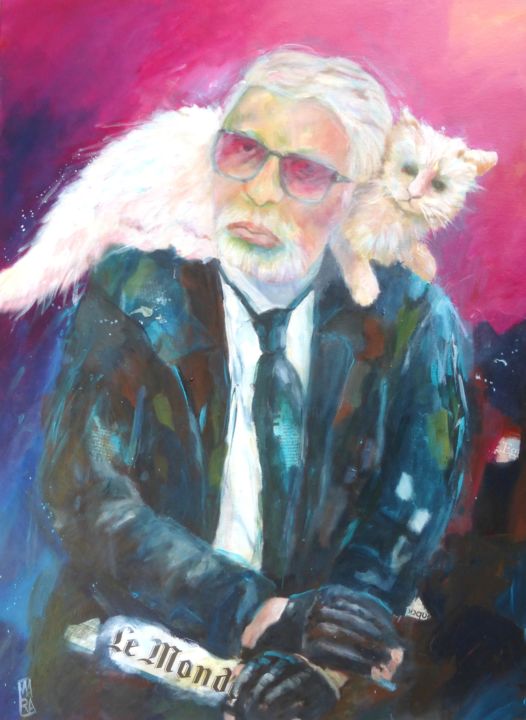 Painting titled "Karl Lagerfeld & Ch…" by Mara Grubert, Original Artwork, Acrylic