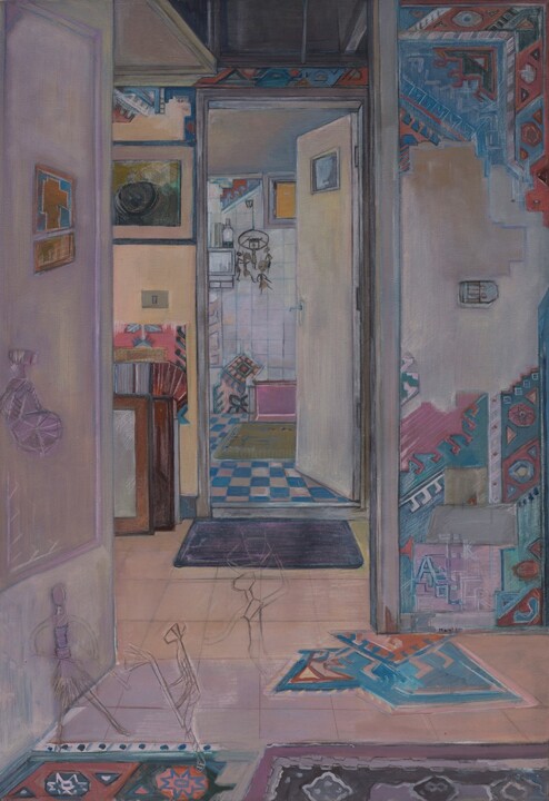 Картина под названием "Interior 1" - Maral Der Boghossian, Подлинное произведение искусства, Масло