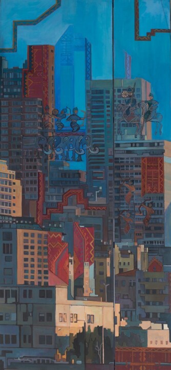 Картина под названием "Desire of a city I" - Maral Der Boghossian, Подлинное произведение искусства, Масло