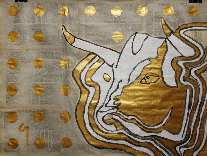 绘画 标题为“The Golden Bull..” 由Marat Cherny, 原创艺术品, 丙烯
