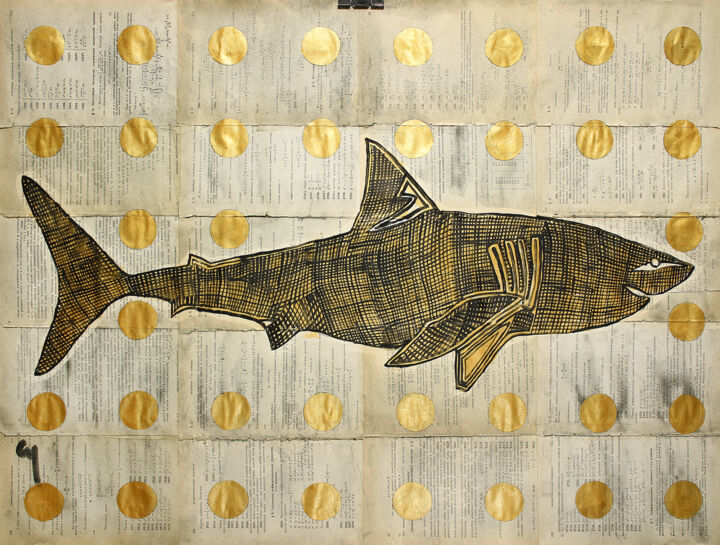 Malerei mit dem Titel "SHARK." von Marat Cherny, Original-Kunstwerk, Acryl