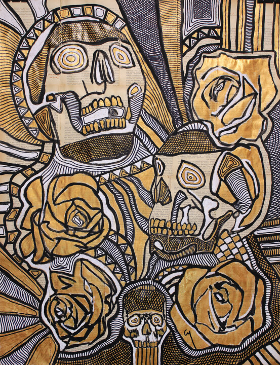 Картина под названием "Robots and Roses. (…" - Marat Cherny, Подлинное произведение искусства, Акрил