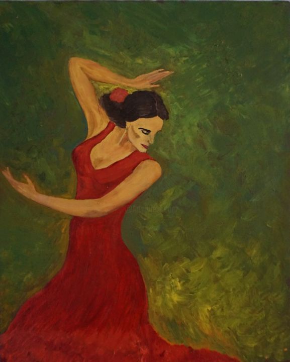 Painting titled "Spanish Girl" by Marat Grigoryan, Original Artwork, Oil