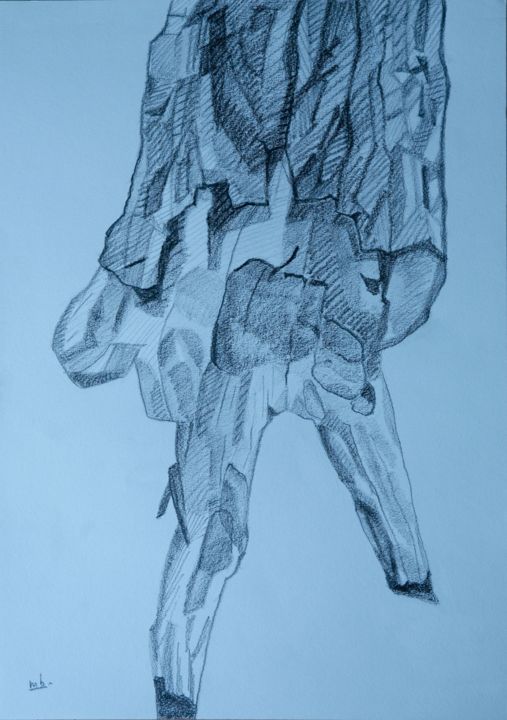 Tekening getiteld "ANTHROPO 1" door Marc Barn, Origineel Kunstwerk, Potlood