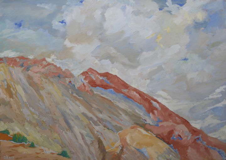 Peinture intitulée "MONTAGNES 2" par Marc Barn, Œuvre d'art originale, Gouache