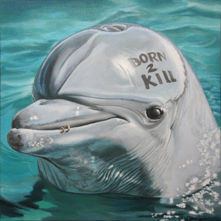 Painting titled "Born to Kill" by Marc Beaudette, Original Artwork, Acrylic Mounted on Wood Stretcher frame