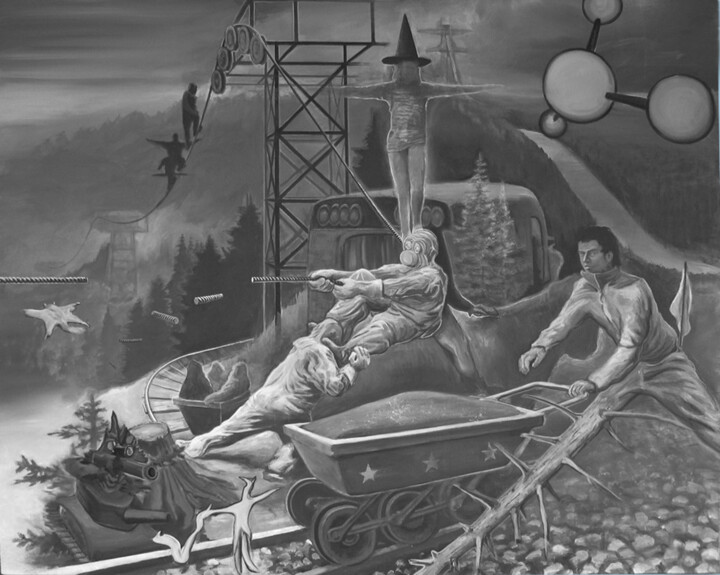 Картина под названием "the malingerers" - Marc Beaudette, Подлинное произведение искусства, Акрил Установлен на Деревянная р…